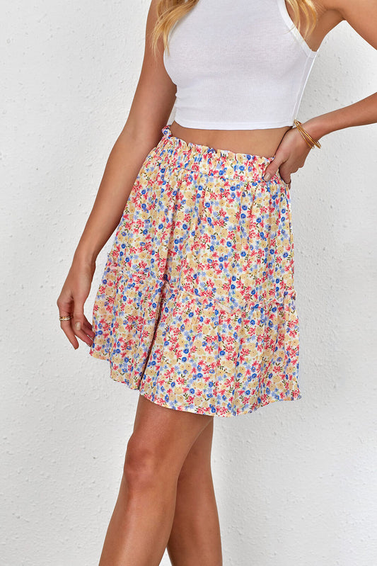 Elastic Waist Floral Print Skirt