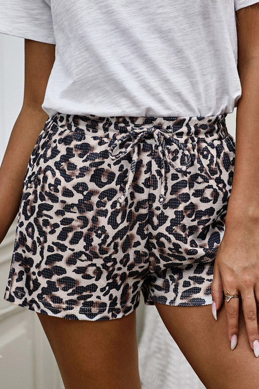Drawstring Waist Leopard Shorts