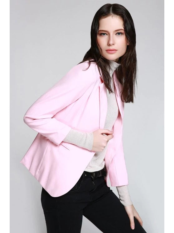 Trendy Pink One Button Lapel Blazer