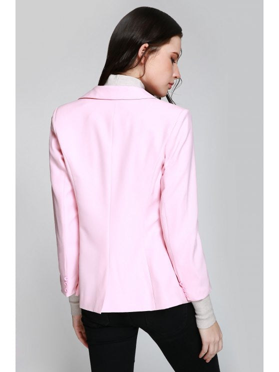 Trendy Pink One Button Lapel Blazer