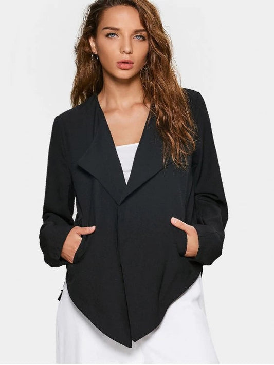 Fashionable Asymmetrical Open Front Long Sleeve Blazer