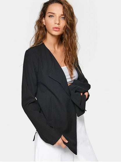 Fashionable Asymmetrical Open Front Long Sleeve Blazer