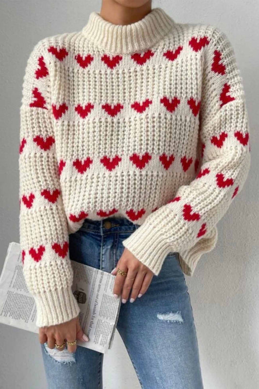Heart Jacquard Knitted Cardigan