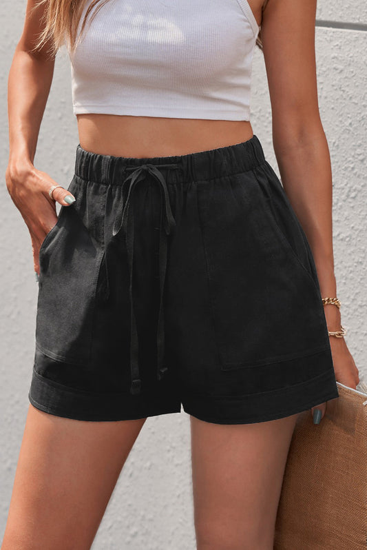 Pocket Drawstring Elastic Waist Shorts