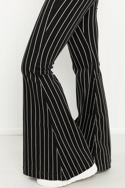Super-Flare High-Rise Kancan Blakely Pinstripe Jeans
