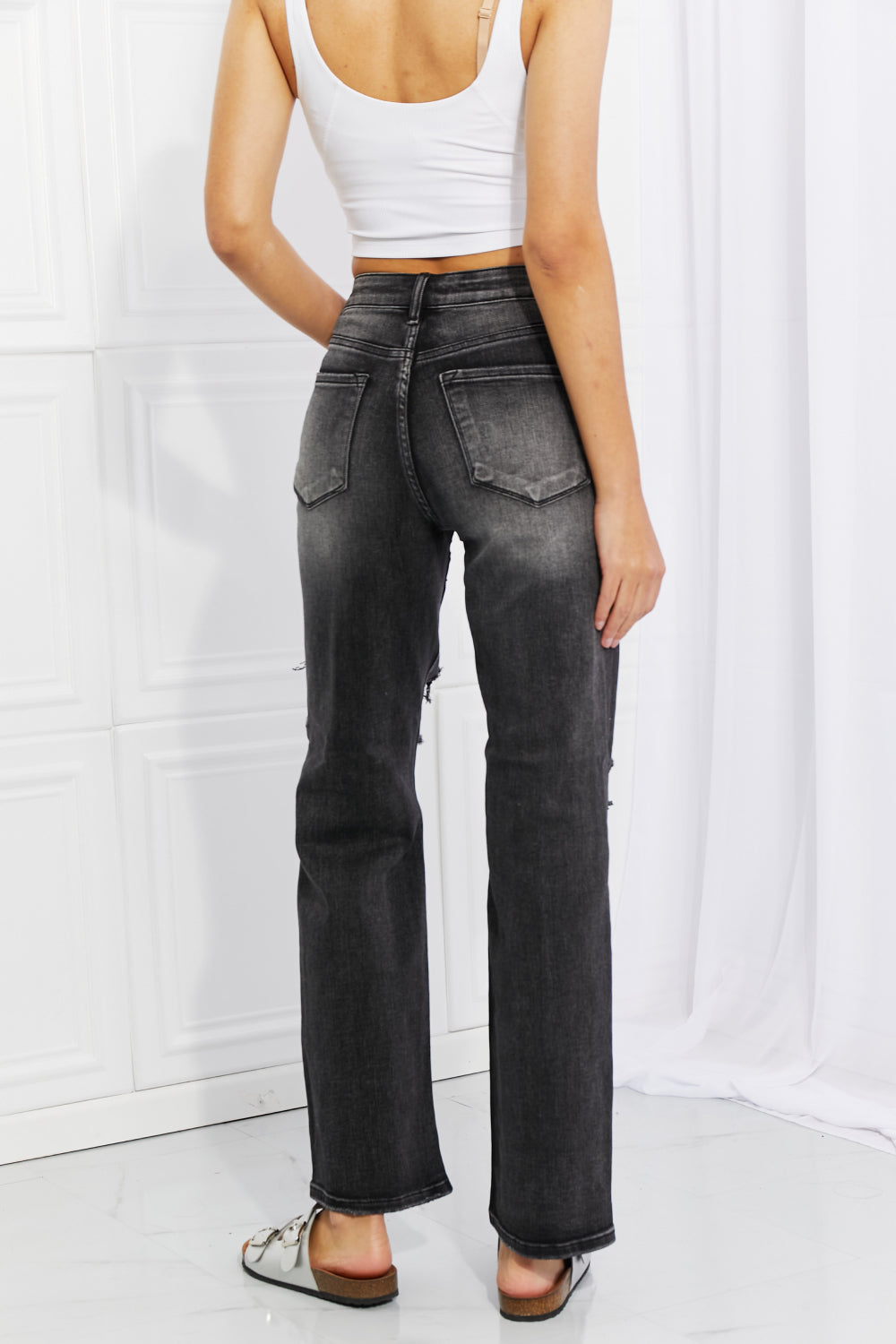 Loose Fit Distressed RISEN Lois Full Size Jeans