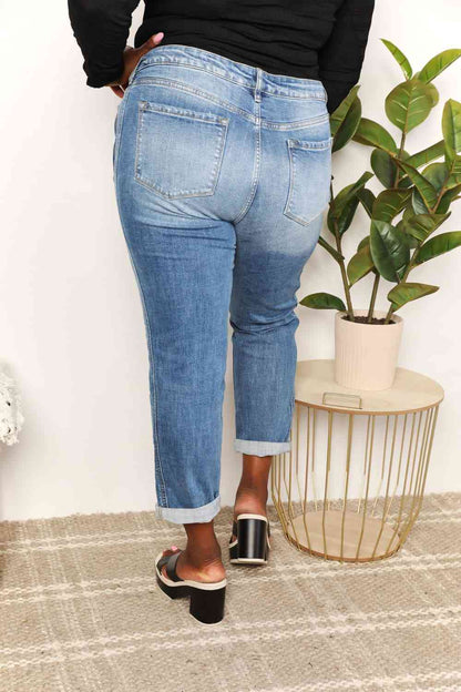 Slim Mid Rise Full Size Boyfriend Kancan Jeans