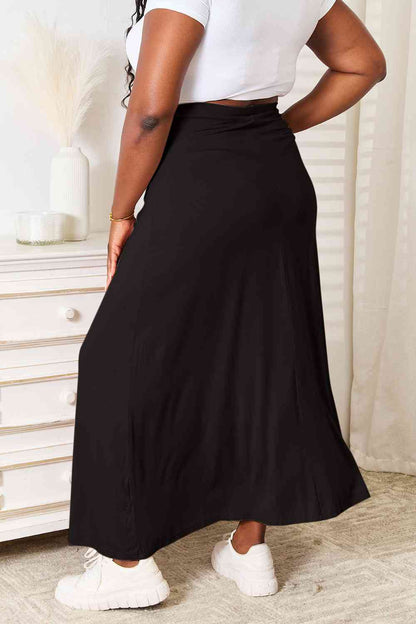 Full Size Soft Rayon Double Take Drawstring Waist Maxi Skirt