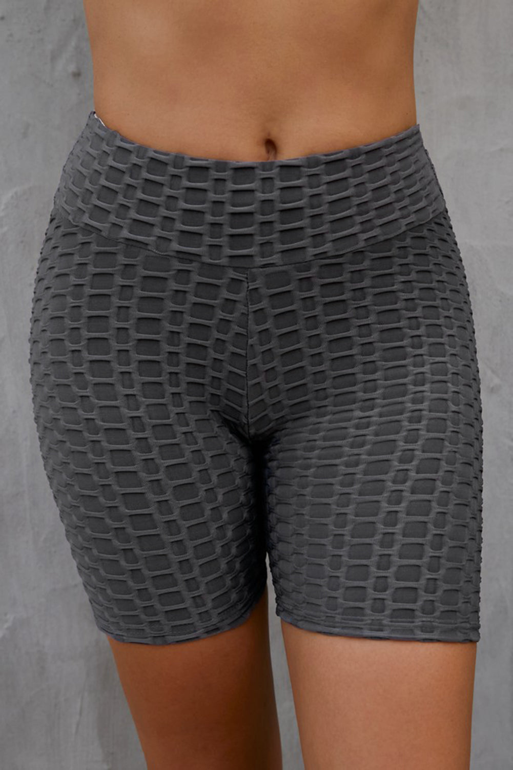 High Waisted Biker Shorts with Textured Detail