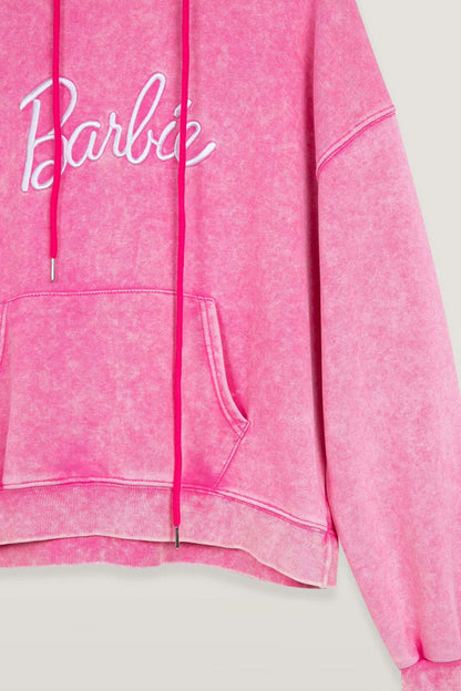 Barbie Letter Embroidery Distressed Hoodie