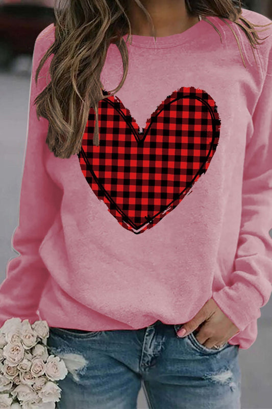 Plaid Heart Graphic Sweatshirt Hoodie