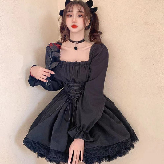 New Trends Lolita Gothic Lace Patchwork Mini Dress