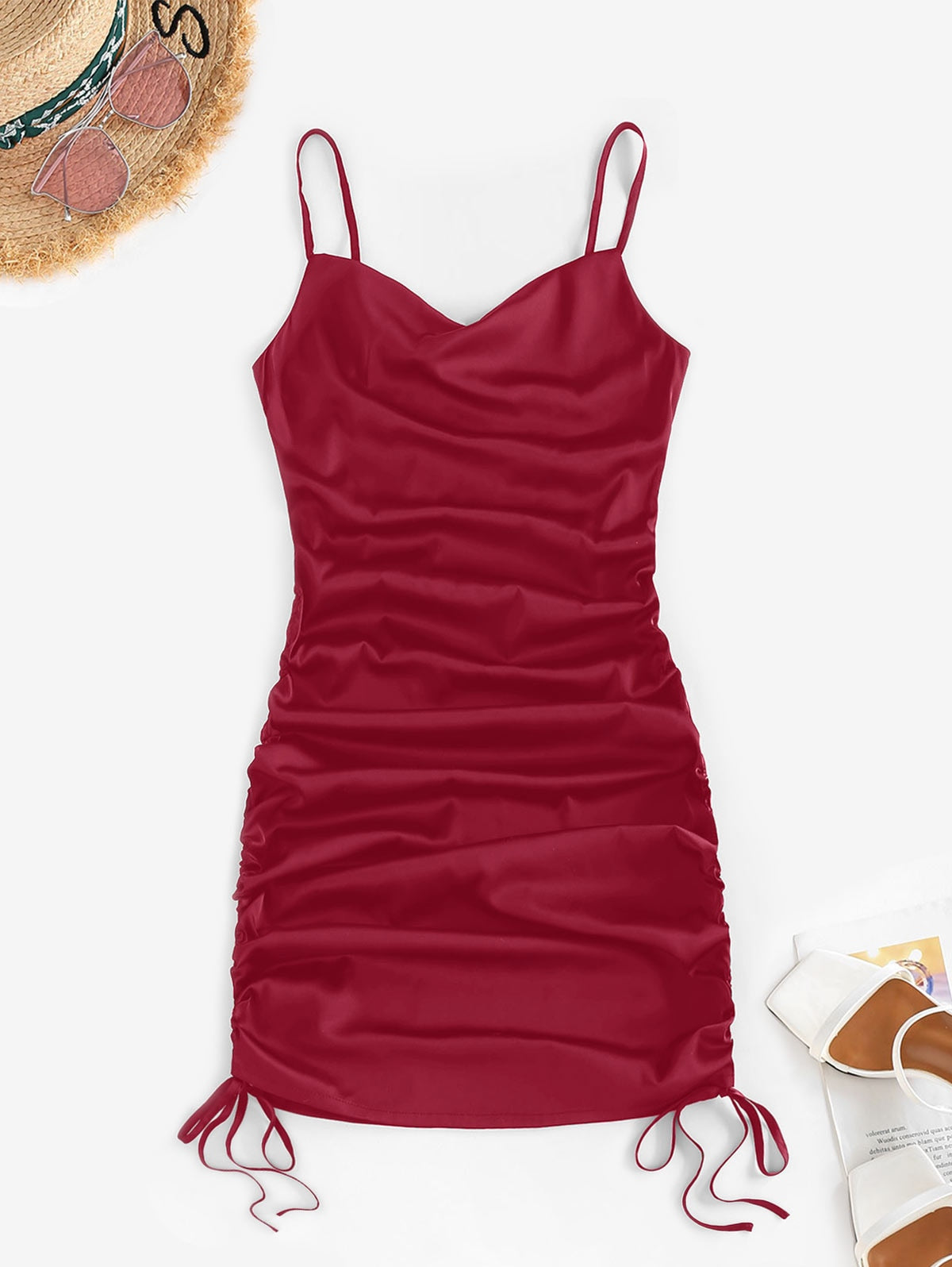 Sexy Satin Spaghetti Strap Nightwear Mini Dress