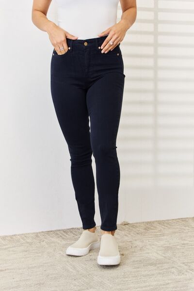 Full Size Garment Dyed Tummy Control Skinny Judy Blue Jeans