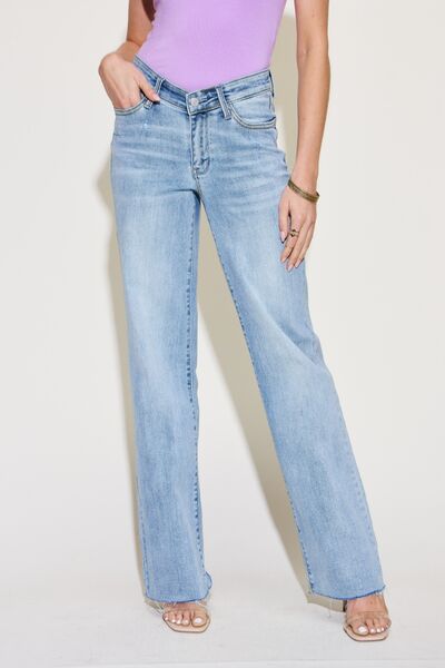 Full Size V Front Waistband Straight Judy Blue Jeans