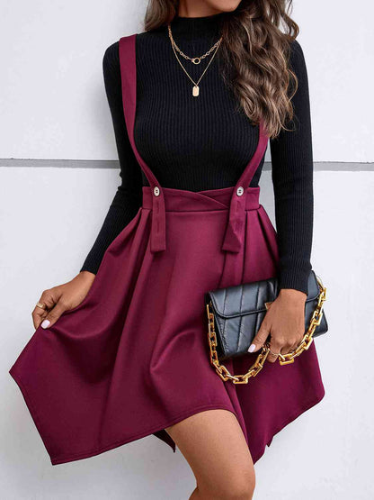 Overall Skirt Buttoned Zip Back