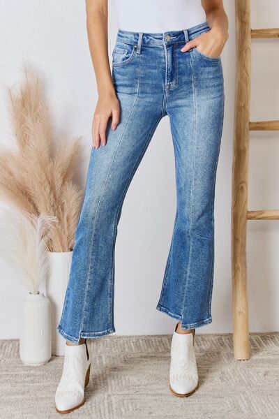 Full Size High Rise Ankle Flare RISEN Jeans